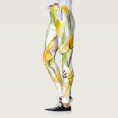 Yellow Daffodils Aquarellfärbung Leggings (Links)