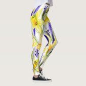 Yellow Daffodils Aquarellfärbung Leggings (Rechts)