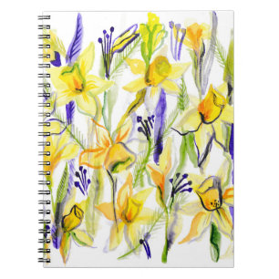 Yellow Daffodils Aquarellfärbung Notizblock