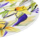 Yellow Daffodils Aquarellfärbung Schneidebrett (Ecke)