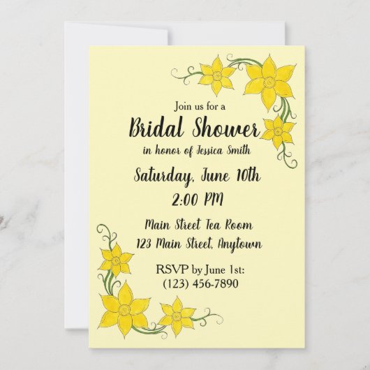 Yellow Daffodils Blumendusche Blume Bridal Baby Du Einladung (Vorderseite)
