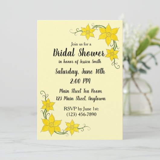 Yellow Daffodils Blumendusche Blume Bridal Baby Du Einladung (Stehend Vorderseite)