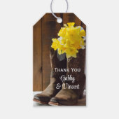 Yellow Daffodils Cowboy Boots Gastgeschenk Hochzei Geschenkanhänger (Vorderseite)