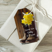 Yellow Daffodils Cowboy Boots Gastgeschenk Hochzei Geschenkanhänger