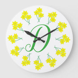 Yellow Daffodils Frühlingsblumen Bunch Ursprünglic Große Wanduhr