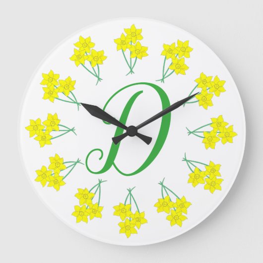Yellow Daffodils Frühlingsblumen Bunch Ursprünglic Große Wanduhr (Vorderseite)