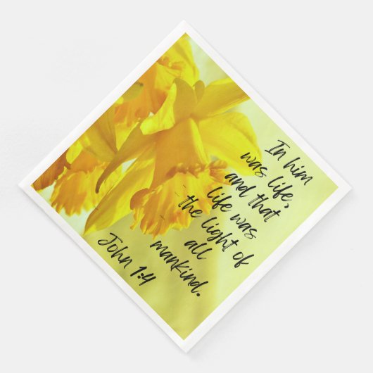 Yellow Daffodils Napkins Scripture John 1-4 Serviette (Ecke)