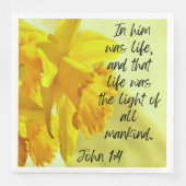 Yellow Daffodils Napkins Scripture John 1-4 Serviette (Vorderseite)