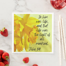 Yellow Daffodils Napkins Scripture John 1-4 Serviette