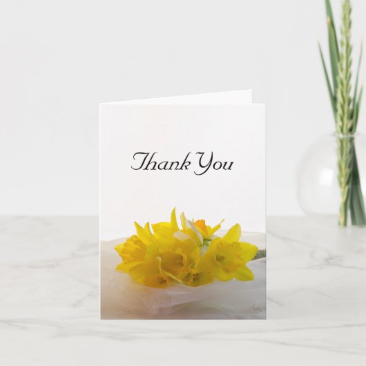 Yellow Daffodils on White Spring Wedding Danke (Vorderseite)