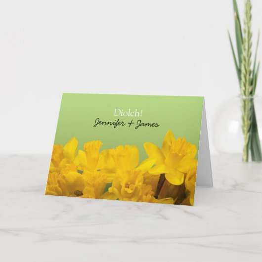 Yellow Daffodils Personalisiert Welsh Danke Karte (Vorderseite)