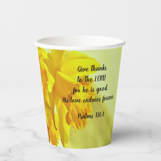Yellow Daffodils Scripture Pappbecher (Vorderseite)