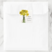 Yellow Daffodils Wedding Square Umschlag Aufkleber (Tasche)