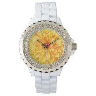 Yellow Dahlia Aquarell Armbanduhr
