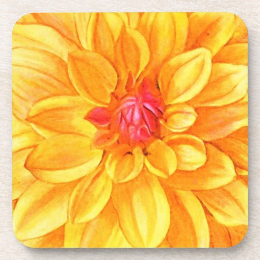 Yellow Dahlia Aquarell Untersetzer (Vorderseite)