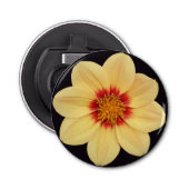 Yellow Dahlia auf Black Floral Flaschenöffner (Vorderseite)