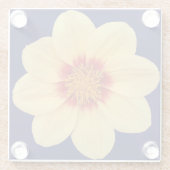 Yellow Dahlia auf Blue Floral Glasuntersetzer (Rückseite)