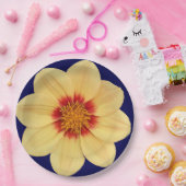 Yellow Dahlia auf Blue Floral Pappteller (Party)