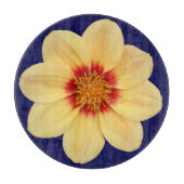 Yellow Dahlia auf Blue Floral Schneidebrett (Vorderseite)