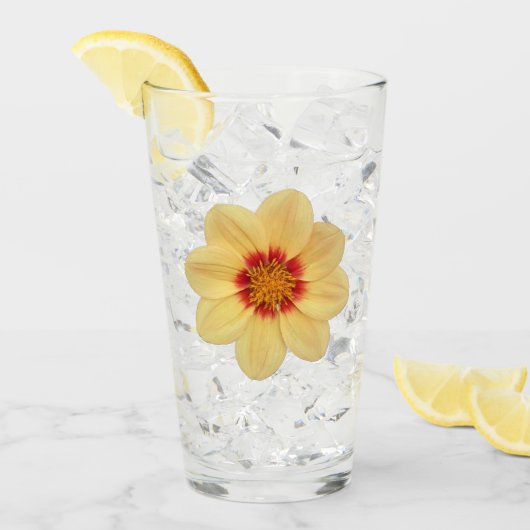 Yellow Dahlia Bloom Floral Glas (Vorderseite Ice)