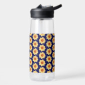 Yellow Dahlia Blume Pattern auf Blue Trinkflasche (Links)
