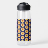 Yellow Dahlia Blume Pattern auf Blue Trinkflasche (Vorne)
