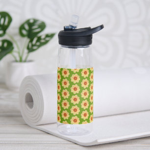 Yellow Dahlia Blume Pattern auf Green Trinkflasche