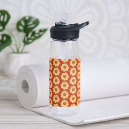 Yellow Dahlia Blume Pattern on Red Trinkflasche