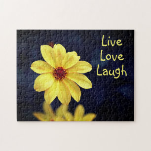 Yellow Dahlia Elegante Blume Inspiration Zitat Puzzle
