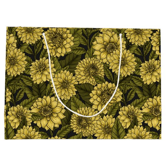 Yellow Dahlia Garden Große Geschenktüte (Rückseite)