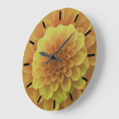 Yellow Dahlia Große Wanduhr (Winkel)