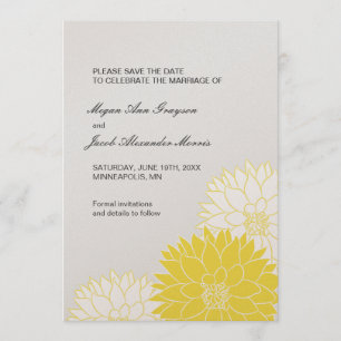 Yellow Dahlia on Gray Save The Date