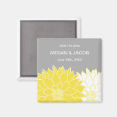 Yellow Dahlia on Gray Save the Date Magnet (Vorderseite/Rückseite)