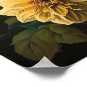 Yellow Dahlias Blume Art Print Poster (Ecke)