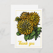 Yellow Dahlias Floral Flair Danke Karte (Vorne/Hinten)