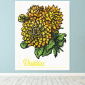 Yellow Dahlias Floral Leinwanddruck (Insitu (Holzboden))