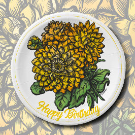 Yellow Dahlias Floral Pappteller