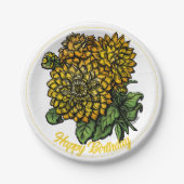 Yellow Dahlias Floral Pappteller (Vorderseite)