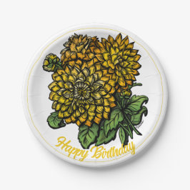 Yellow Dahlias Floral Pappteller