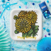 Yellow Dahlias Floral Pappteller (Party)