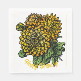 Yellow Dahlias Floral Serviette