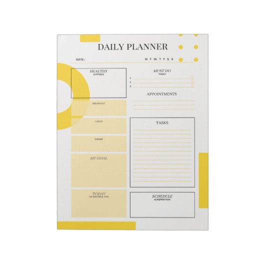 Yellow Daily Planner Notepad Notizblock (Rotiert)