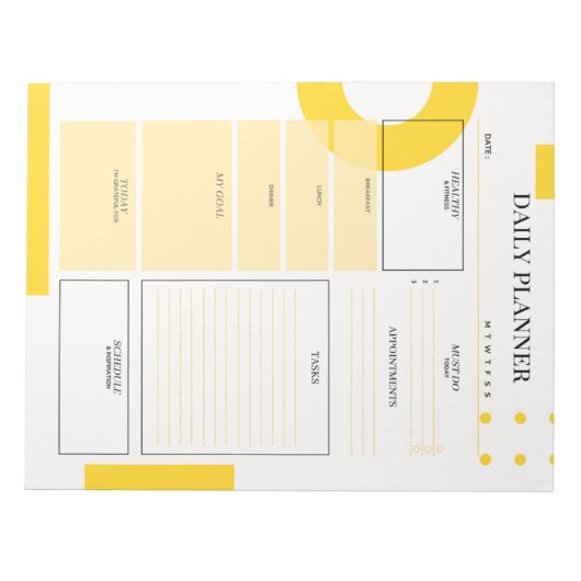 Yellow Daily Planner Notepad Notizblock (Vorderseite)