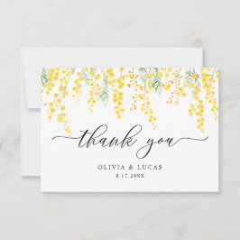 Yellow Dainty Wild Blume Mimosa Rustikale Hochzeit Dankeskarte