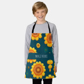 Yellow Daisies Blue Background Botanisches Muster Schürze (Getragen)