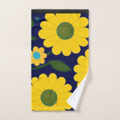 Yellow Daisies Blue Background Floral Muster Badhandtuch Set (Handtuch)