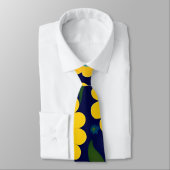 Yellow Daisies Blue Background Floral Muster Krawatte (Gebunden)