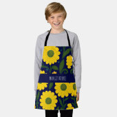 Yellow Daisies Blue Background Floral Muster Schürze (Getragen)