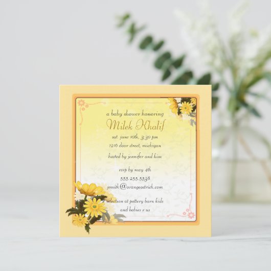 Yellow Daisies Einladung (Stehend Vorderseite)