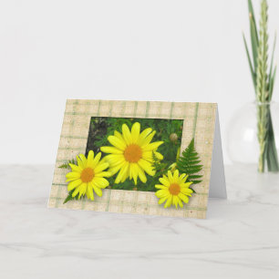 Yellow Daisies Geburtstagskarte (Großdruckkarte) Karte